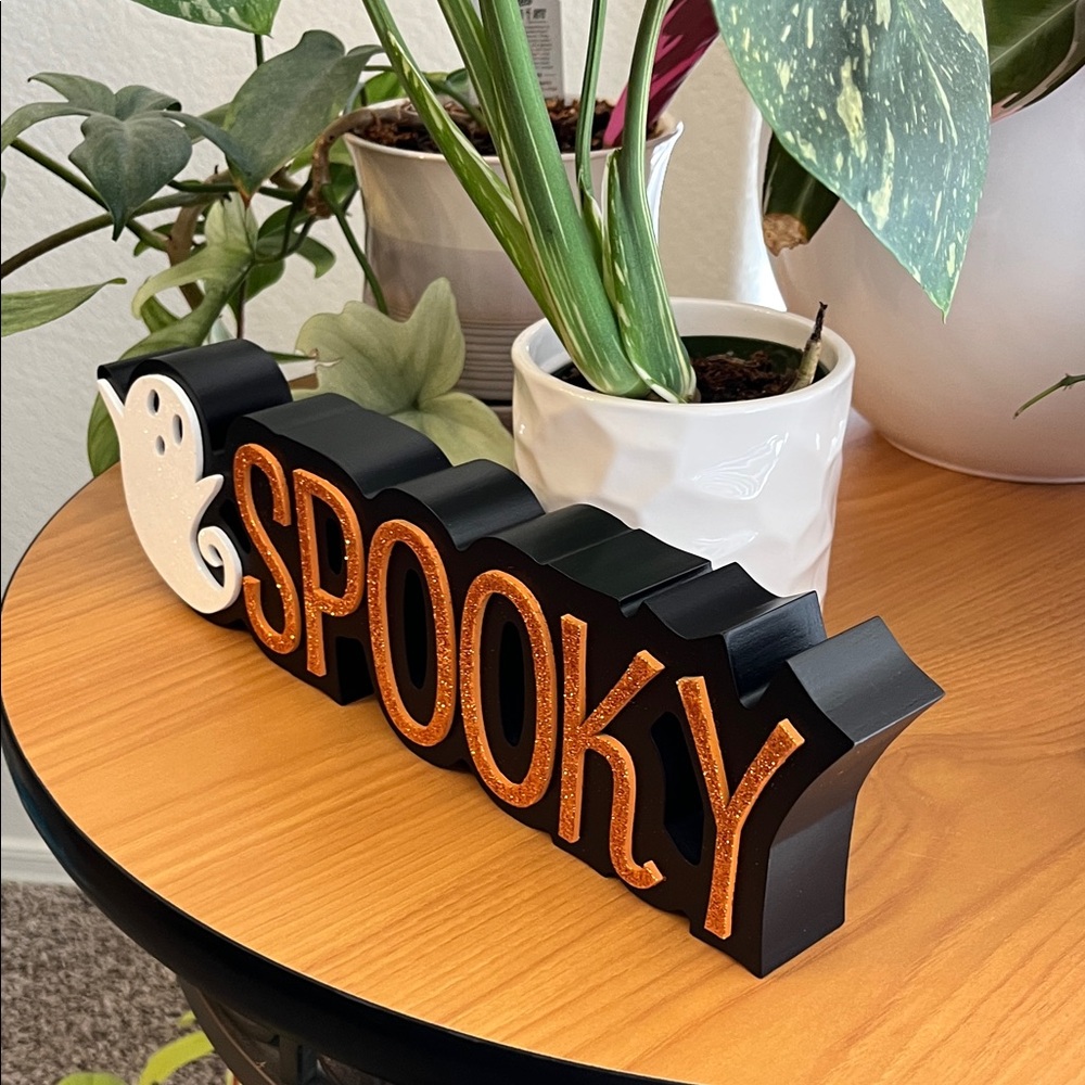 Spooky Glitter Halloween Sign NWT - Picture 2 of 6